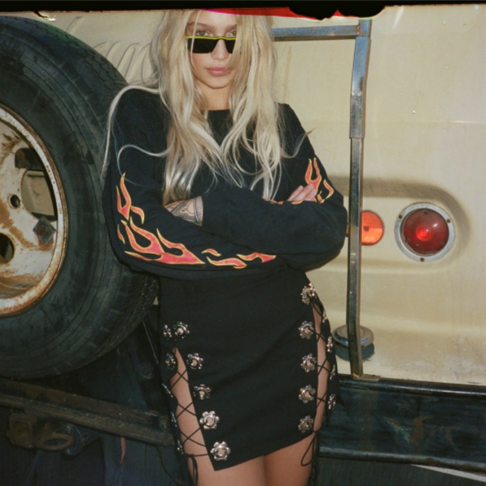 ***SOLD***For Love and Lemons Parker Lace Up Mini Skirt